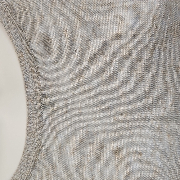 𝅺vince Gold Speckled Long Sleeve Semi Sheer Knit Ribbed Sweater - Picture 6 of 10